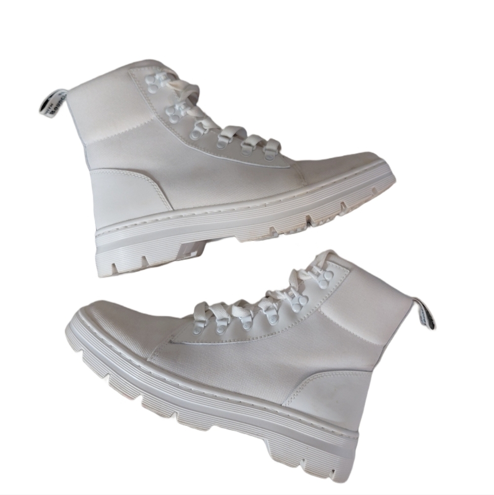 Dr. Martens Combs White Combat Boots Men's Size 8.5 High-Top Lug Sole Boots